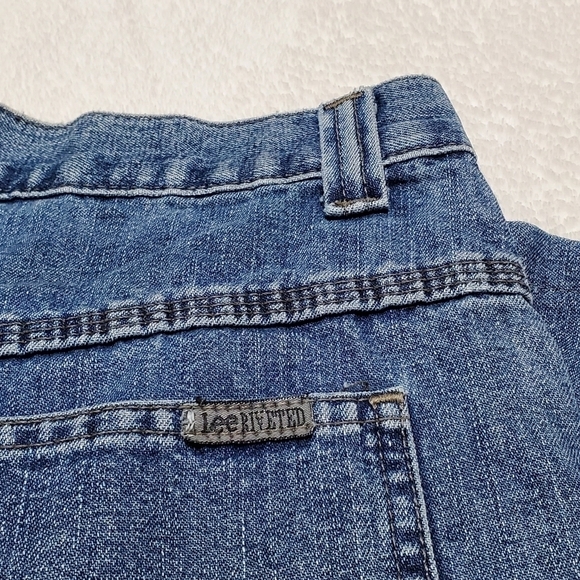 Vintage lee riveted mid wash high rise wide leg loose fit cargo jeans denim 10 - Picture 11 of 13